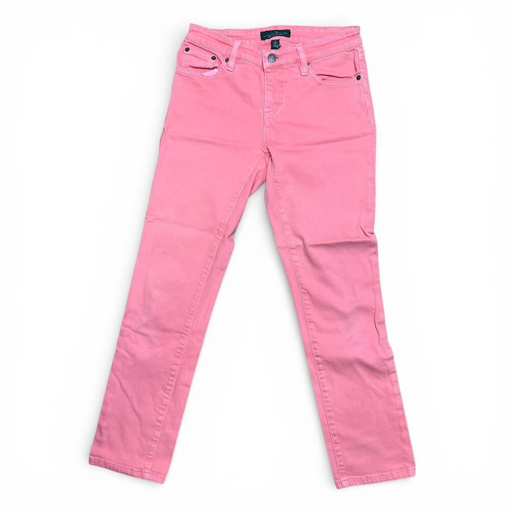 LRL Ralph Lauren Pink Jeans Size 4 Denim Ankle Classic 5 Pocket Low Rise